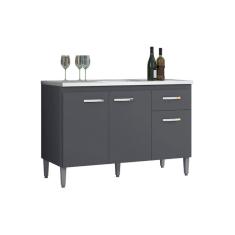 Imagem de Balcão Cozinha Gabriela 120 cm Com Pés 3 Portas 1 Gaveta Cz - AJL Móveis