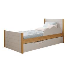 Imagem de Bicama Solteiro Elza Nature/Off White com proteção lateral e cama auxi