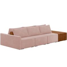 Imagem de Sofá Ilha Modular Para Sala 312cm Com Puff Dublin K01 Veludo Rosê Sintético Caramelo - Lyam Decor