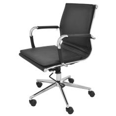 Imagem de  Cadeira Giratória Baixa Valência Soft Rivattis Revestida Em Poliuretano Preto Base Rodizio Preto