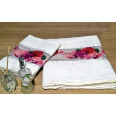 Imagem de Jogo de Toalhas Banho e Rosto - Rosas