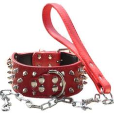 Imagem de Coleira para animais de estimação de couro cravejado, conjunto de 2 peças, pitbull boxer para cães médios e grandes, camuflagem, M/437 (Color : Red, Size : Medium)