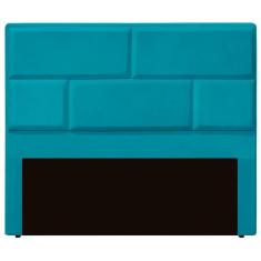 Imagem de Cabeceira Casal Estofada Para Cama Box Jade Veludo Cor Azul Claro