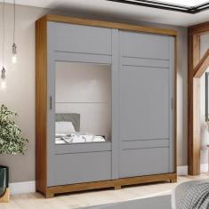 Imagem de Guarda Roupas Casal 2 Portas Deslizantes 3 Gavetas Verg Marrom/Cinza