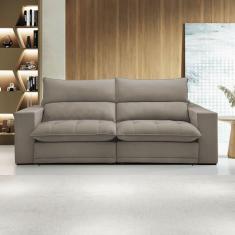 Imagem de Sofá 4 Lugares Martinho Retrátil 20585 Veludo Bege Claro - Celflex