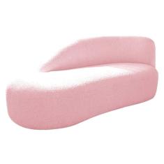 Imagem de Divã Recamier Curvo Luna 140cm Lado Esquerdo Suede - Doce Sonho Móveis Rosa Bebê