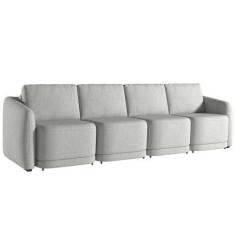 Imagem de Sofá Cama Casal Para Sala 316cm Polska K04 Linho Cinza - Mpozenato