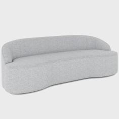 Imagem de Sofá 3 Lugares Curvo Sala de Estar Living Lótus D02 Linho Cinza 210 cm D-315 - Lyam Decor
