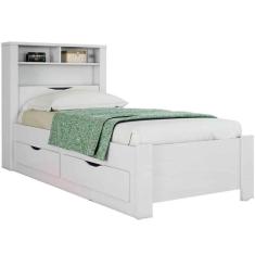 Imagem de Cama Solteiro Infinity Com Baú E 2 Gavetas - Casa Chick Branco