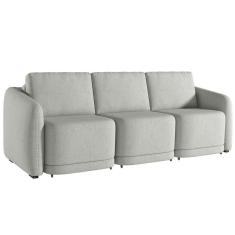 Imagem de Sofá Cama Casal Para Sala 276cm Polska K04 Linho Cinza - Mpozenato