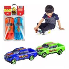 Imagem de 2 Carros Pik-Up Roda Livre Carrinhos Coloridos De Brinquedo Caminhonet