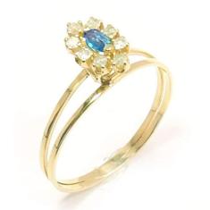 Imagem de Anel em ouro 18k com diamantes e safira - 2ABS0026