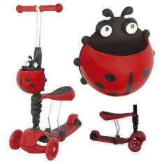 Imagem de Patinete Infantil 3 Rodas Joaninha 2 Em 1 Com Luz - Wellmix