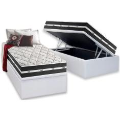 Imagem de Cama Box Baú Solteiro: Colchão Molas MasterPocket Ensacadas Anjos Classic + Base crc Courano White(88x188)