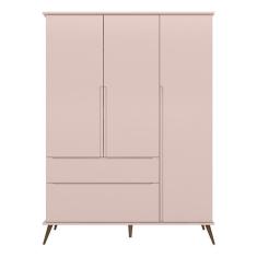 Imagem de Guarda Roupa Infantil Retrô Melinda 3 Portas E 2 Gavetas Rosê - Phoenix Baby