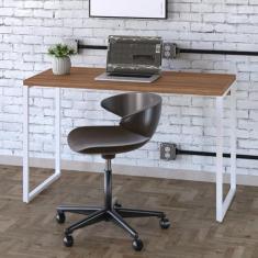 Imagem de Mesa para Escritório Office Estilo Industrial 120cm Kuadra Lâmina Mel/Est.Branca