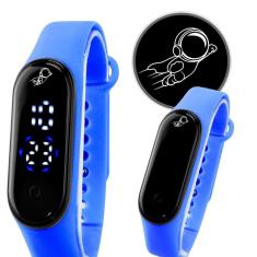 Imagem de Relogio Digital Infantil Prova Dagua Bracelete Ajustavel Esportivo Azul  Silicone Data