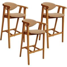 Imagem de Kit 03 Banquetas Alta Cozinha Bancada Bar Sala De Jantar Fixa Cecília L02 Bouclê Mostarda