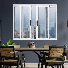 Imagem de Janela Vitrô de Alumínio 4 Folhas 100 x 120cm Linha 25 Branco