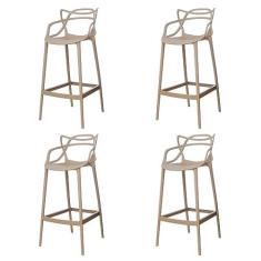 Imagem de Kit 4 Banquetas Allegra Nude Polipropileno Cozinha Bistrô Bancada