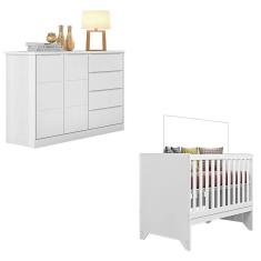 Imagem de Berço Americano Maya e Cômoda Infantil Blenda Branco Acetinado - Phoenix Baby