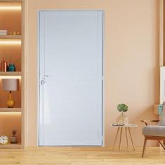 Imagem de Porta Lambril de Alumínio 210 x 90cm com Maçaneta Linha 25 Lado Direito Esquadrias Bergame Branco