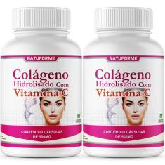 Imagem de Kit 2 Potes Colágeno Hidrolisado E Vitamina C 500Mg 120Cps