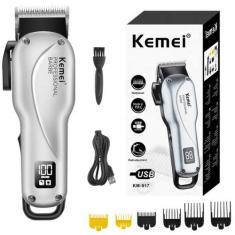Imagem de Maquina De Cortar Cabelo Profissional Sem Fio Recarregavel Km-917 Barb