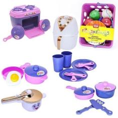 Imagem de Kit Menina Infantil Cozinha  Fogão Copo Prato  Talher 33Pç - Altimar