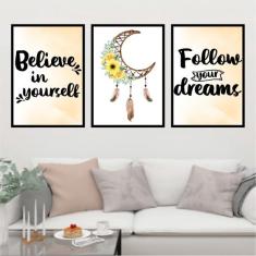 Imagem de Kit 3 Quadros Decorativos Apanhador de Sonhos 45x34cm