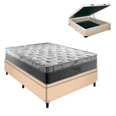 Imagem de Cama Box Baú Casal Bege Palermo Molas Ensacadas Portobel