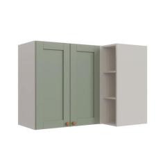 Imagem de Armário Aéreo de Canto Reto 2 Portas 3 Nichos Arizona Cabecasa Madeiramadeira Branco/menta