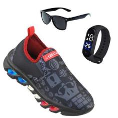 Imagem de Tenis De Led Infantil Meninos Ledstar Calce Facil Luzinhas Desenhos Ma