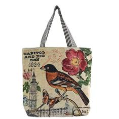Imagem de Sacola de lona moderna, reutilizável, sacola de compras de grande capacidade, bolsa de ombro portátil, bolsa casual para mulheres, Multicor, One Size