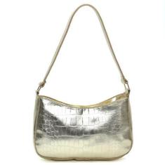 Imagem de Bolsa Baguete Croco Metalizada Barato Bolsinha De Ombro Dia Dia Festa 