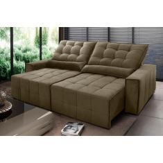 Imagem de Sofá Retrátil Reclinável Alaska 2,30m Suede Velut Bege Molas no Assent