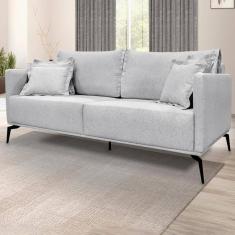 Imagem de Sofa Liv 3 Lugares 220cm Pes Aço Linho 234 Grigio Ezz Grigio