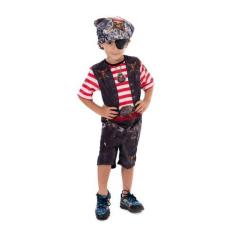 Imagem de Fantasia Pirata Infantil Com Lenço E Tapa Olho Carnaval - Fantasia Brá