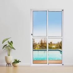 Imagem de Porta Sacada de Alumínio 2 Folhas 210 x 150cm com Fechadura Linha 25