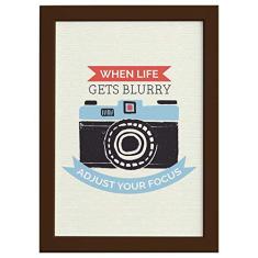 Imagem de Quadro com Frase Câmera Vintage Moldura Marrom 22x32