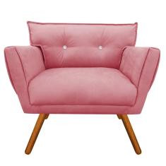 Imagem de Poltrona Anitta Suede Rose com Strass Pés Palito Castanho D'Rossi