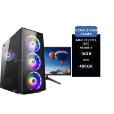 Imagem de Computador Gamer Brx Amd Ryzen 5 1600G 16Gb Ssd 480Gb  + Monitor 21