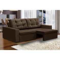 Imagem de Sofá Retrátil 2 Lugares 1,80m Lia Suede Marrom Madelina Decor