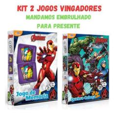 Imagem de Kit Quebra Cabeça Vingadores E Jogo Da Memoria Didático - Loja Secom