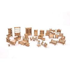 Imagem de Móveis MDF Natural Boneca Escala Polly 34 Peças - Darama