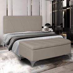 Imagem de Cabeceira Painel Casal Quenn Estofada Para Cama Box 160cm Iza Com Espu