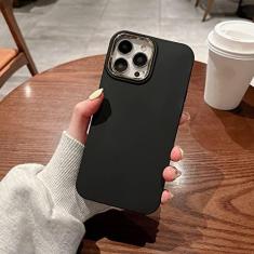 Imagem de Capa macia de silicone líquido de luxo quadrado fosco para iphone 13 12 11 pro max xr xs x 7 8 plus chapeamento anel de câmera capa à prova de choque, preto, para iphone 12pro max