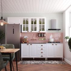 Imagem de Armário De Cozinha Compacta 4 Peças Com Vidro E Tampo Cooktop Cristal