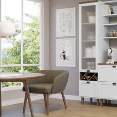 Imagem de Balcão Cristaleira Para Cozinha 2 Portas De Vidro Provençal Iluminata