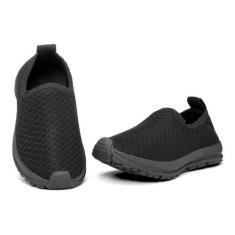 Imagem de Tênis Infantil Calce Facil Leve Confortável Preto Sola Preta - Sem Mar